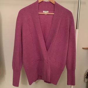 Sundance “Eva” Cashmere Pullover Sweater, Orchid, Cross Draped Front Size XL